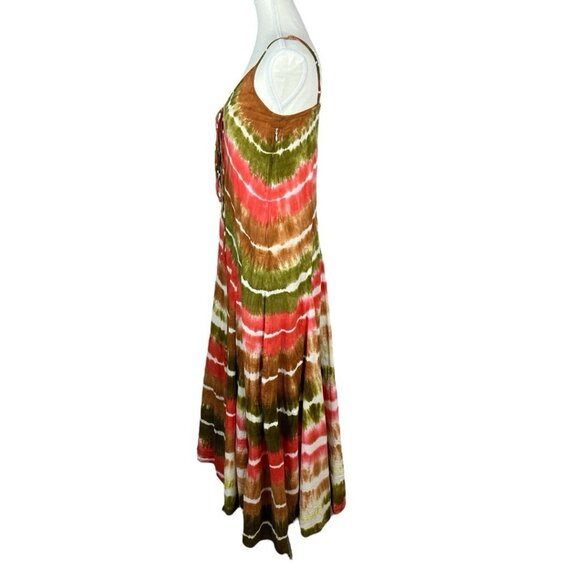 Solitaire LA Women's Multi-Colored Tie Dye Bohemian Maxi Sun Dress Size M/C33 - Picture 3 of 9